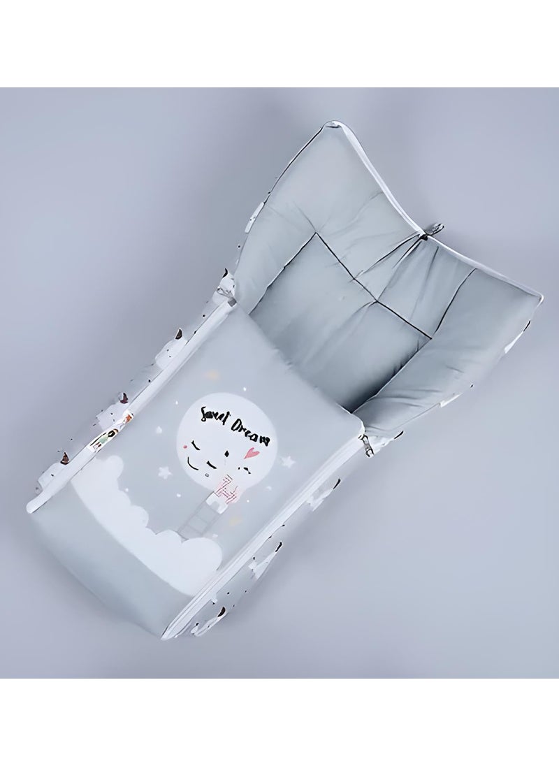 3 in 1 Baby Sleeping Bag Carry Nest Cotton Bedding Set for Infants New Born Baby PortableTravel Skin Friendly Grey