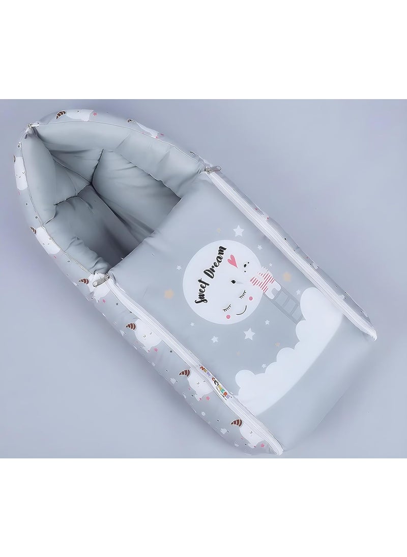3 in 1 Baby Sleeping Bag Carry Nest Cotton Bedding Set for Infants New Born Baby PortableTravel Skin Friendly Grey