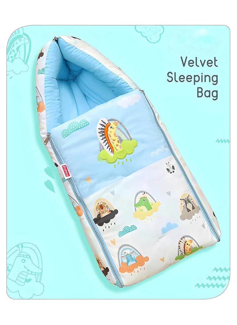 3 in 1 Baby Sleeping Bag Carry Nest Cotton Bedding Set for Infants New Born Baby PortableTravel Skin Friendly Light Blue