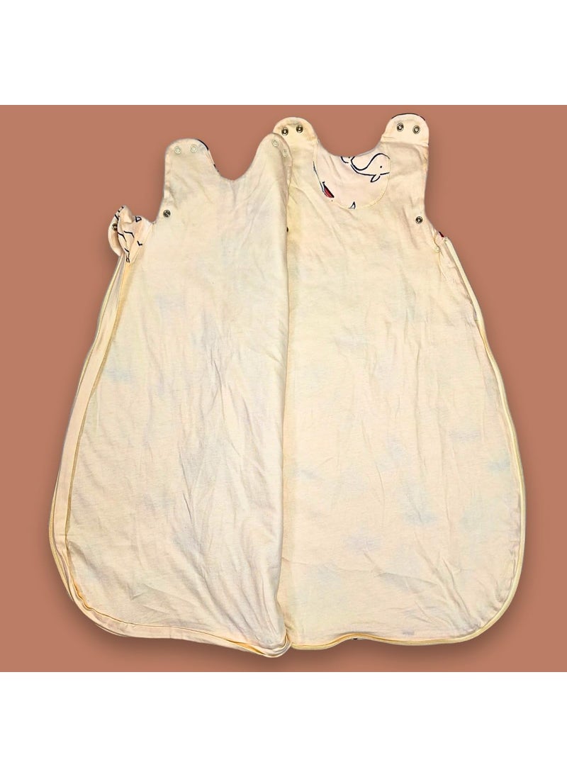 TuddyBuddy Baby Cotton Wearable Quilted Sleeping Bag Blanket 15 Tog with 2 Way Zipper Closure Ideal for Babies Kids Hypoallergenic Fabrics Yachts Off White 06 Months