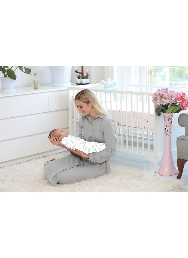 BaeBae Goods Swaddle Blanket, Adjustable Infant Baby Swaddling Wrap Set of 4, Baby Swaddling Wrap Blankets for Boys and Girls Made in Soft Cotton, (Grey Elephants, 0-3 Months)