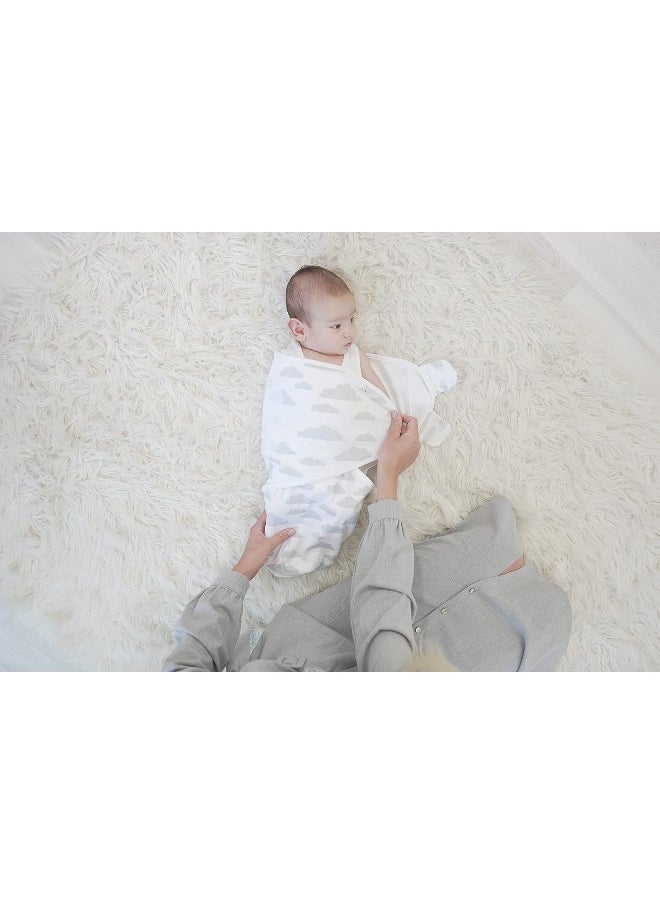 BaeBae Goods Swaddle Blanket, Adjustable Infant Baby Swaddling Wrap Set of 4, Baby Swaddling Wrap Blankets for Boys and Girls Made in Soft Cotton, (Grey Elephants, 0-3 Months)