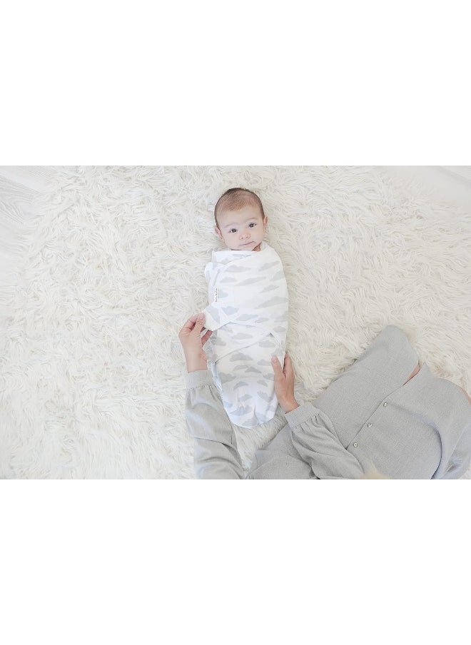 BaeBae Goods Swaddle Blanket, Adjustable Infant Baby Swaddling Wrap Set of 4, Baby Swaddling Wrap Blankets for Boys and Girls Made in Soft Cotton, (Grey Elephants, 0-3 Months)