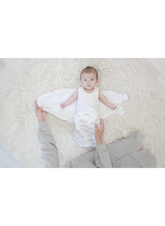 BaeBae Goods Swaddle Blanket, Adjustable Infant Baby Swaddling Wrap Set of 4, Baby Swaddling Wrap Blankets for Boys and Girls Made in Soft Cotton, (Grey Elephants, 0-3 Months)