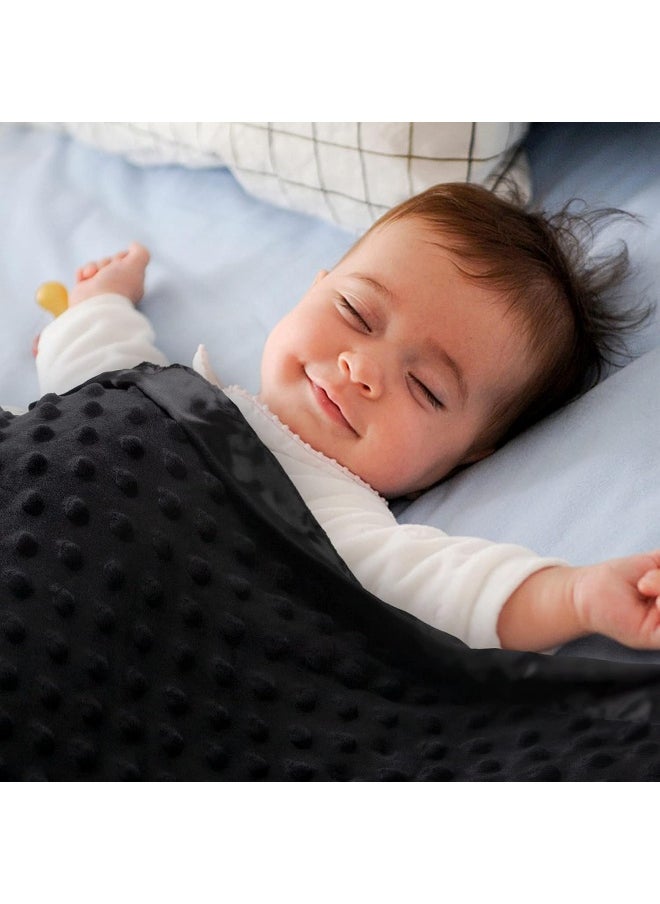 (Satin Back Baby Blanket, Black) - Pro Goleem Baby Minky Dot Blanket with Satin Backing for Boys and Girls (Black, 30'' x 40'')