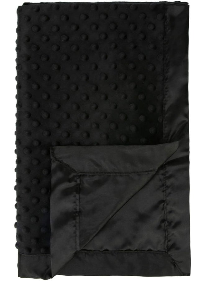 (Satin Back Baby Blanket, Black) - Pro Goleem Baby Minky Dot Blanket with Satin Backing for Boys and Girls (Black, 30'' x 40'')