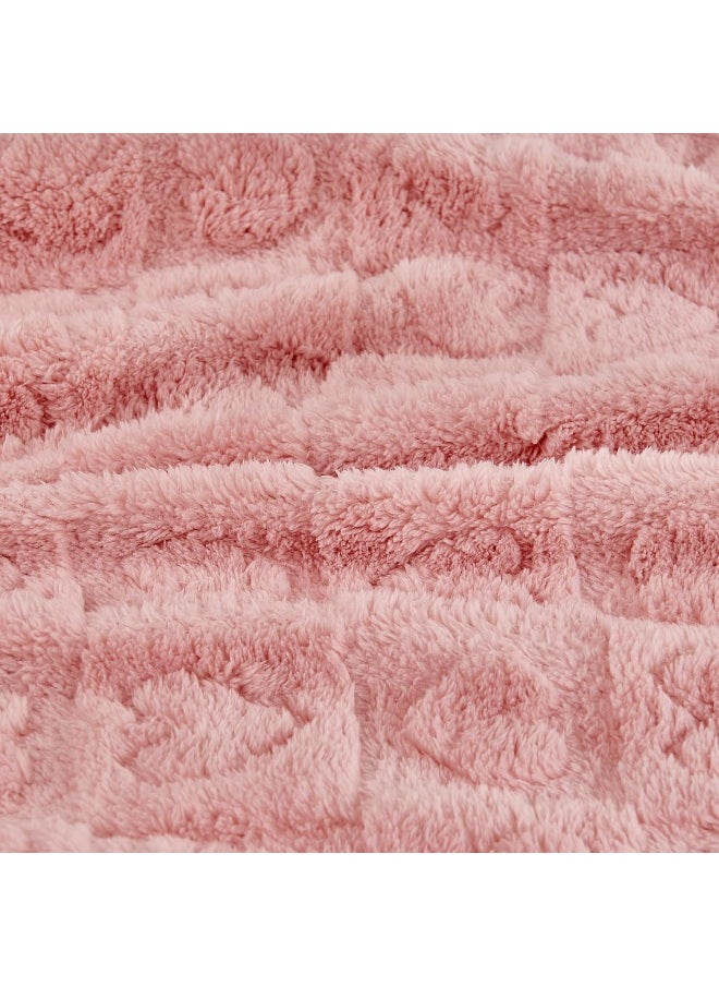 Yurhap Fleece Baby Blanket Heart Checkered Blanket, Ultra Soft Cozy Baby Blankets for Girls Boys, Fluffy Infant Toddler Newborn Receiving Blankets for Crib Stroller 30”×40” (DarkPink)