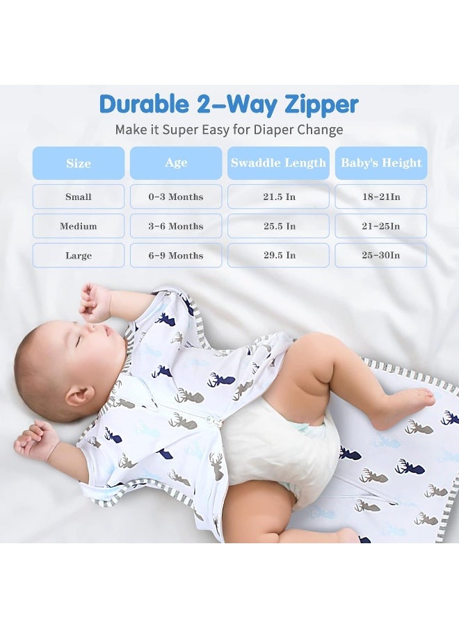 Transition Swaddle, Baby Sleep Sack 3-6 Months Arms up Swaddle 2-Way Zipper 100% Cotton Arms in/out, 0.8 Tog Baby Swaddle Sleep Sack for Boy Girl, 2-Pack Transitional Swaddle Sack (Medium 14-20lbs)