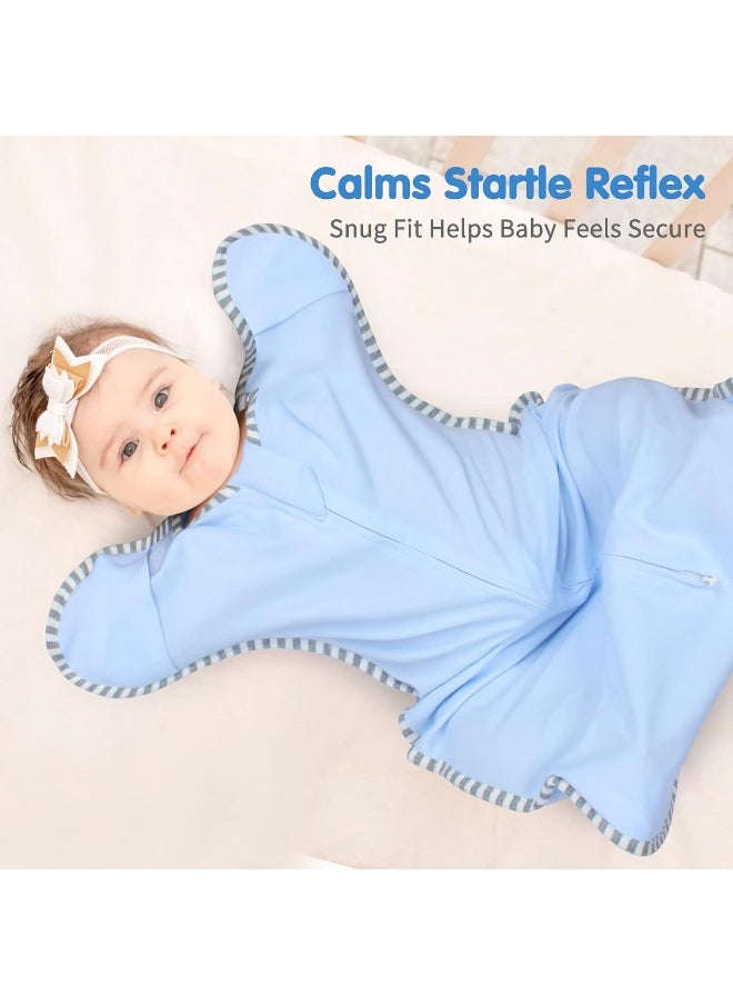 Transition Swaddle, Baby Sleep Sack 3-6 Months Arms up Swaddle 2-Way Zipper 100% Cotton Arms in/out, 0.8 Tog Baby Swaddle Sleep Sack for Boy Girl, 2-Pack Transitional Swaddle Sack (Medium 14-20lbs)
