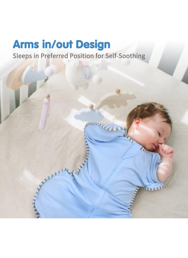 Transition Swaddle, Baby Sleep Sack 3-6 Months Arms up Swaddle 2-Way Zipper 100% Cotton Arms in/out, 0.8 Tog Baby Swaddle Sleep Sack for Boy Girl, 2-Pack Transitional Swaddle Sack (Medium 14-20lbs)