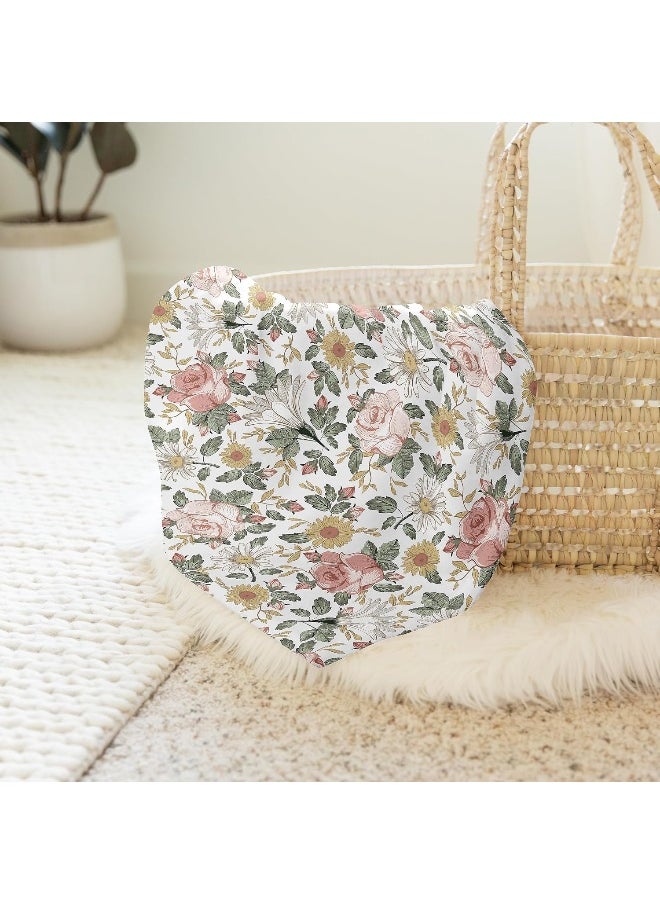 Sweet Jojo Designs Vintage Floral Boho Baby Girl Swaddle Blanket Jersey Stretch Knit for Newborn or Infant Receiving Security