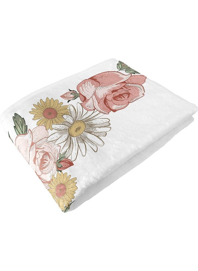 Sweet Jojo Designs Vintage Floral Boho Girl Milestone Blanket Monthly Newborn First Year Growth Mat Baby Shower Memory Keepsake Gift Picture - Blush Pink Yellow Green Shabby Chic Rose Flower Farmhouse