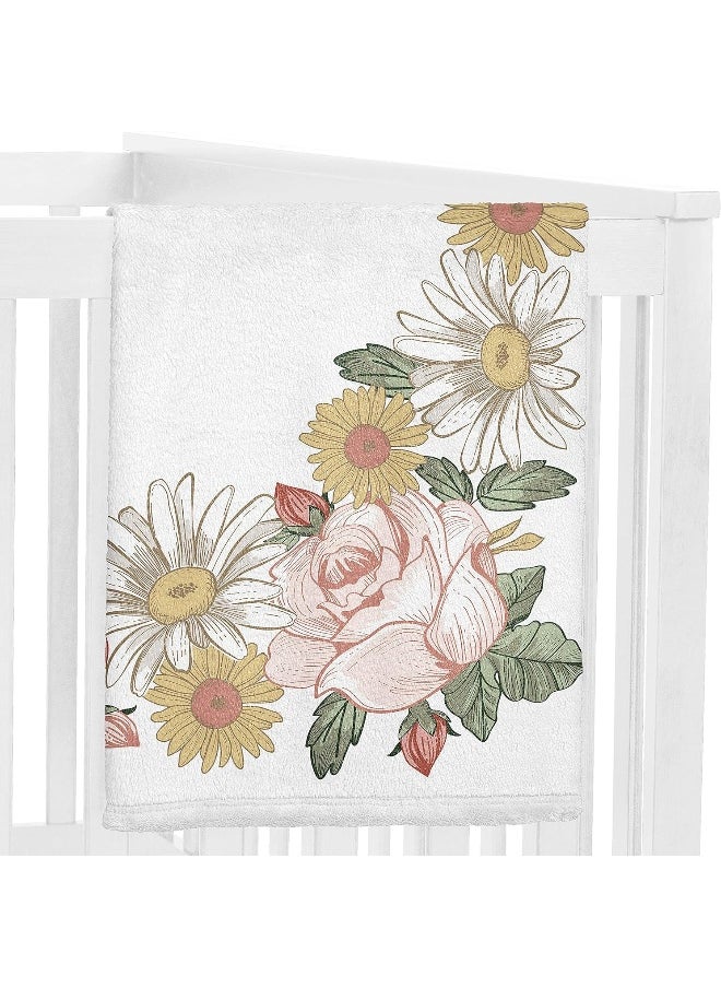Sweet Jojo Designs Vintage Floral Boho Girl Milestone Blanket Monthly Newborn First Year Growth Mat Baby Shower Memory Keepsake Gift Picture - Blush Pink Yellow Green Shabby Chic Rose Flower Farmhouse