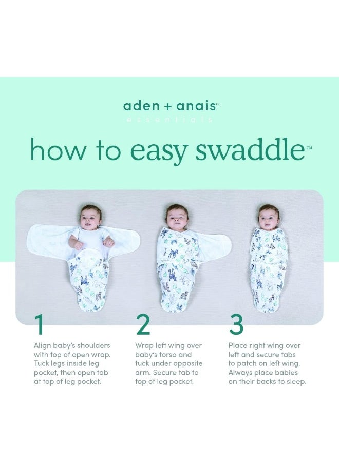 aden + anais Essentials Easy Wrap Swaddle, Cotton Knit Baby Wrap, Newborn Wearable Swaddle Sleep Sack