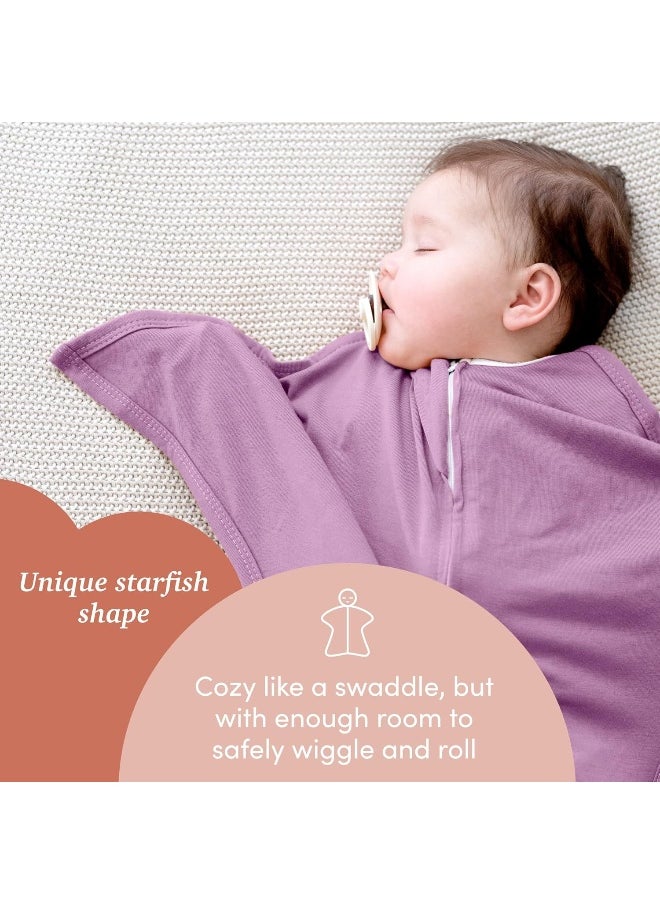 SleepingBaby Poly Zipadee-Zip Swaddle Transition Baby Swaddle Solid Girlet with Zipper, Cozy Baby Sleep Sack Wrap