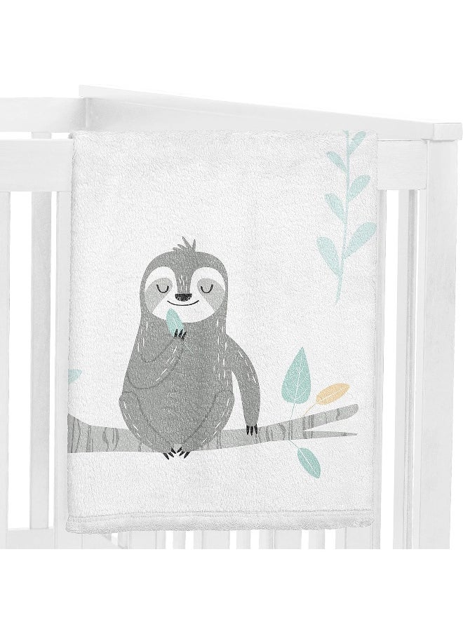 Blue Jungle Sloth Boy Girl Milestone Blanket Monthly Newborn First Year Growth Mat Baby Shower Memory Keepsake Gift Picture - Aqua Turquoise Grey Green Tropical Botanical Rainforest