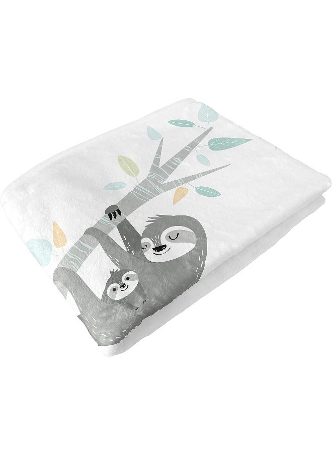 Blue Jungle Sloth Boy Girl Milestone Blanket Monthly Newborn First Year Growth Mat Baby Shower Memory Keepsake Gift Picture - Aqua Turquoise Grey Green Tropical Botanical Rainforest