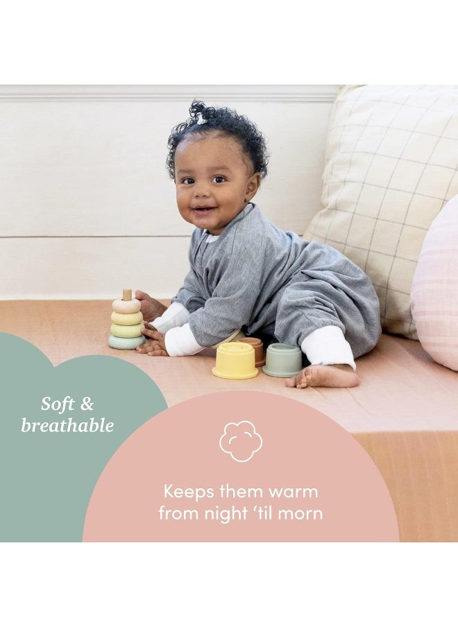 SleepingBaby - Flying Squirrel Wearable Blanket with No-Slip Cuffs for Toddlers - Heather Grey - 2-3T