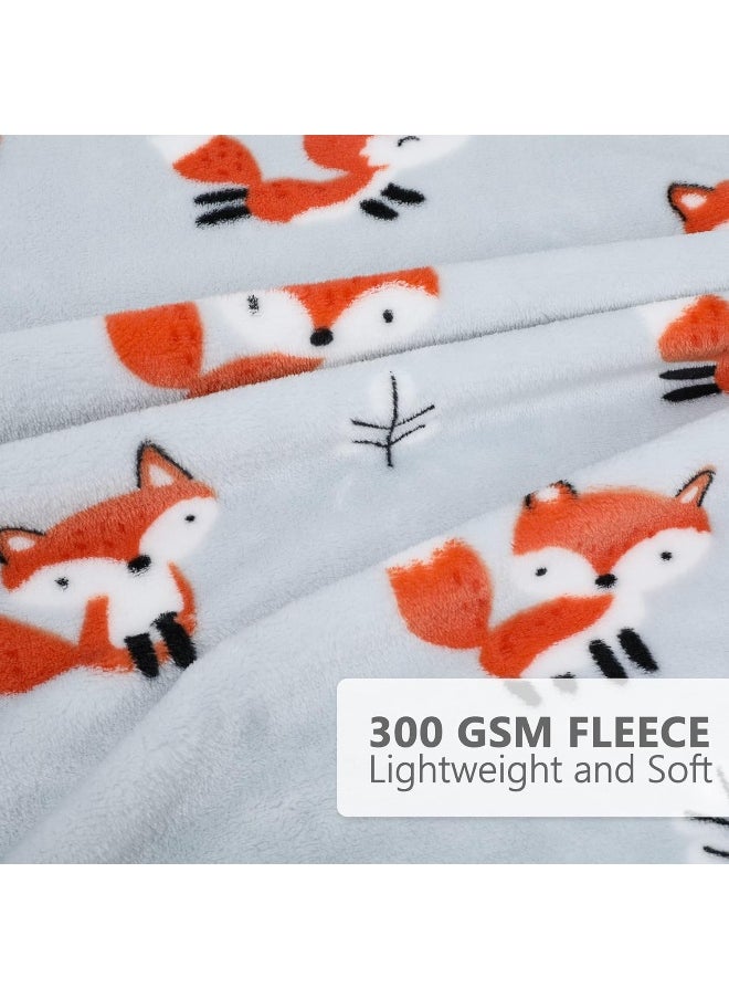TILLYOU Toddler Flannel Blanket - Warm Cozy Baby Blanket for Boys and Girls, Smooth Cute Lightweight Blanket for Bedding Crib Stroller, 40×50 inches, Fox Forest