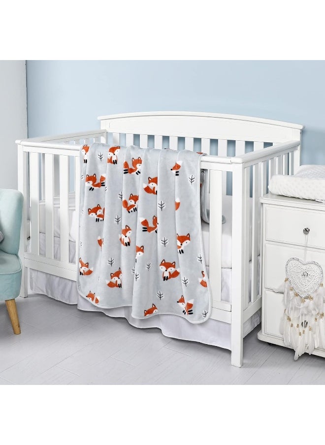 TILLYOU Toddler Flannel Blanket - Warm Cozy Baby Blanket for Boys and Girls, Smooth Cute Lightweight Blanket for Bedding Crib Stroller, 40×50 inches, Fox Forest