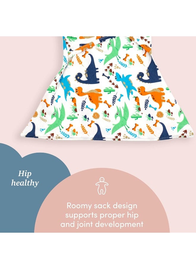 SleepingBaby 100% Cotton Zippy Swaddle - Baby Swaddle Blanket with Bottom Zipper, Cozy Baby Swaddle Wrap and Baby Sleep Sack (Small/Medium | Boy Dino)
