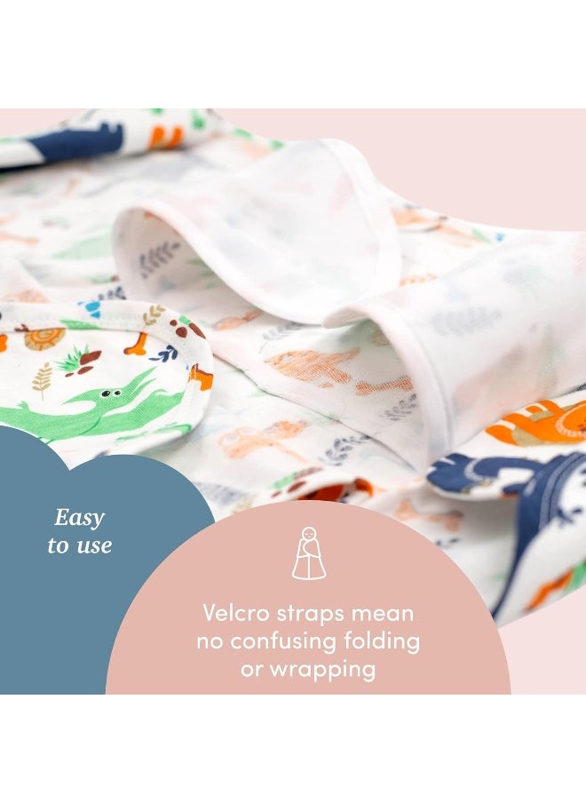 SleepingBaby 100% Cotton Zippy Swaddle - Baby Swaddle Blanket with Bottom Zipper, Cozy Baby Swaddle Wrap and Baby Sleep Sack (Small/Medium | Boy Dino)