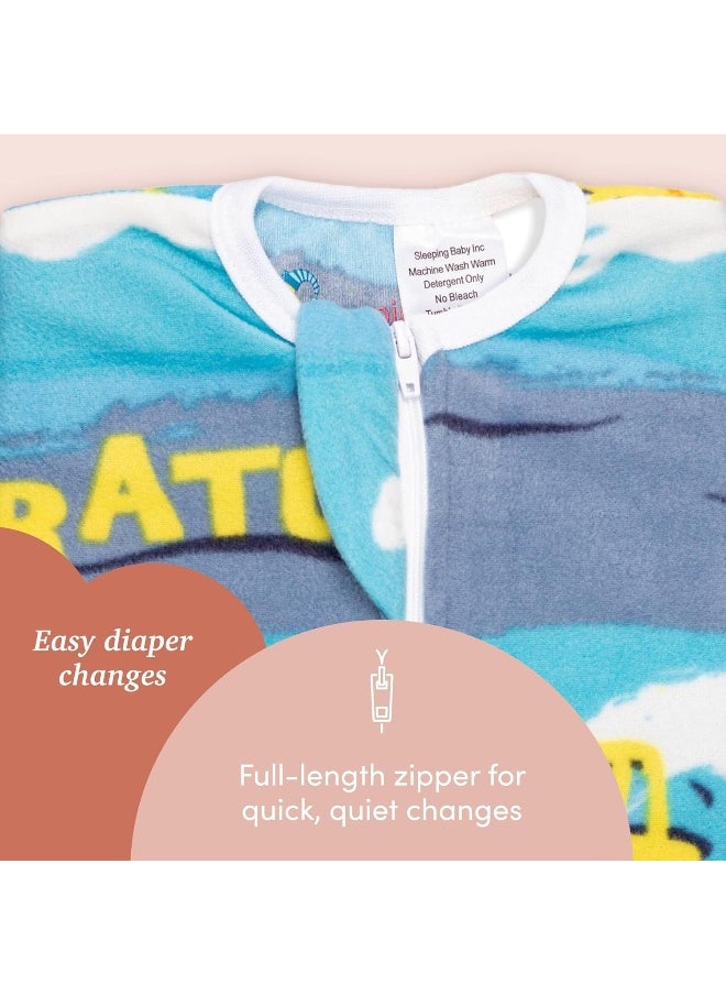 SleepingBaby Zipadee-Zip Transition Swaddle - Fleece Baby Sleep Sack with Zipper
