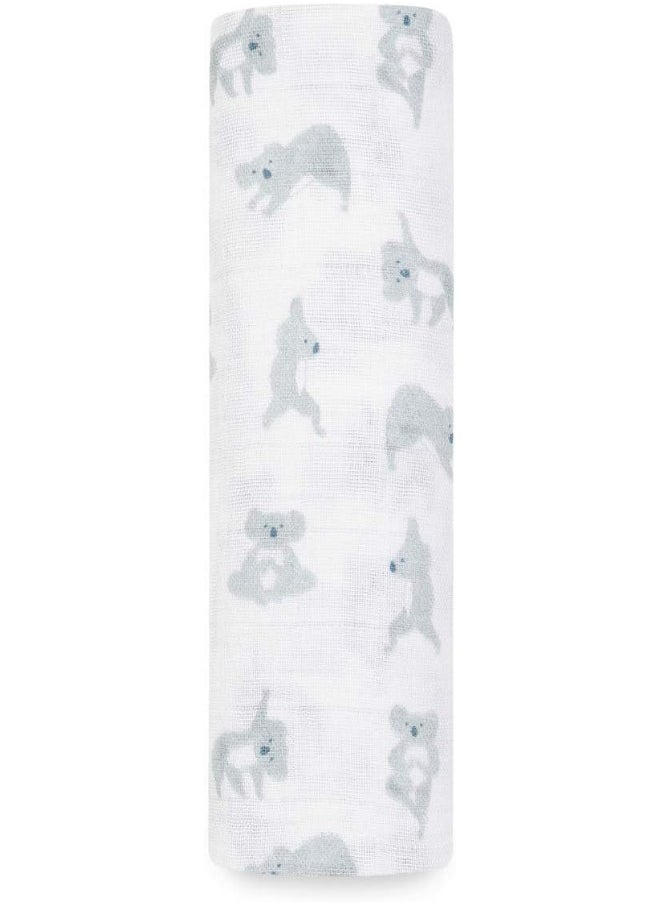 aden + anais Cotton Muslin Swaddle - 1 Pack Squares | Large Receiving Blankets for Girls & Boys | Ideal Newborn Babies & Infant Swaddling Wrap Set | Perfect Koalas, 0-3 Months
