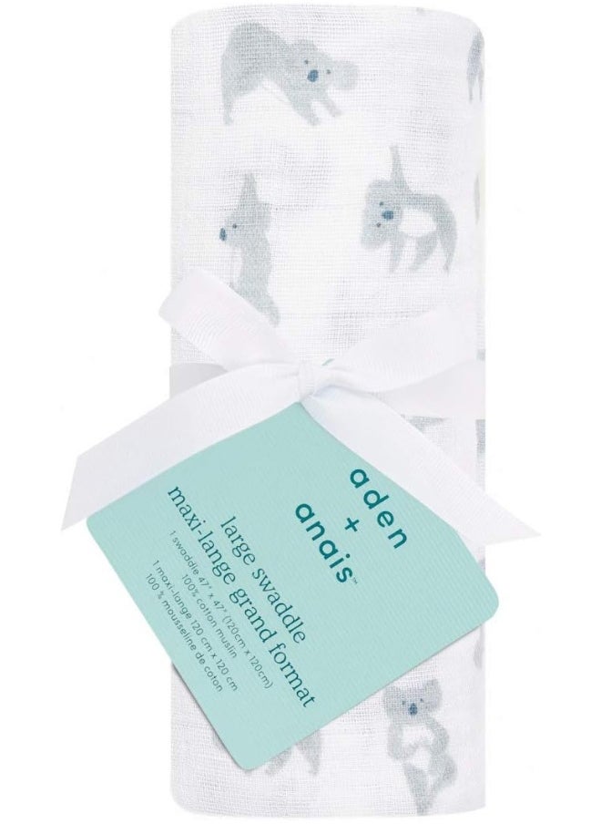 aden + anais Cotton Muslin Swaddle - 1 Pack Squares | Large Receiving Blankets for Girls & Boys | Ideal Newborn Babies & Infant Swaddling Wrap Set | Perfect Koalas, 0-3 Months