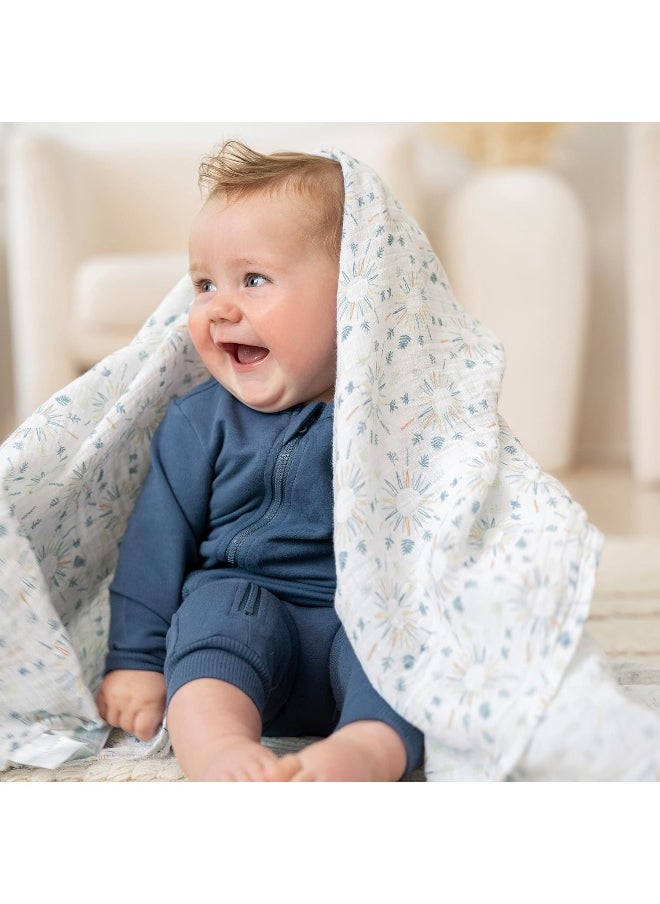 aden + anais Essentials Swaddle Blanket, Muslin Blankets for Girls & Boys, Baby Receiving Swaddles, Newborn Gifts, Infant Shower Items, 2 Pack, Harmony