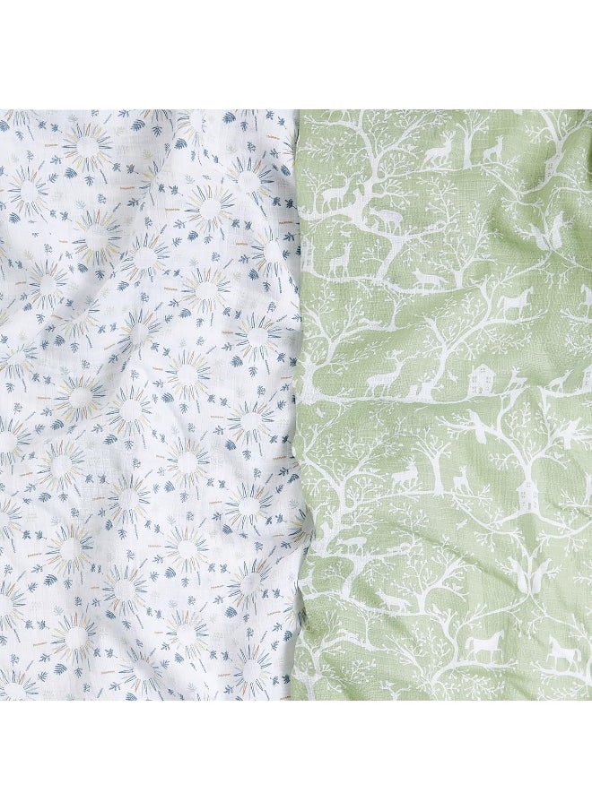 aden + anais Essentials Swaddle Blanket, Muslin Blankets for Girls & Boys, Baby Receiving Swaddles, Newborn Gifts, Infant Shower Items, 2 Pack, Harmony