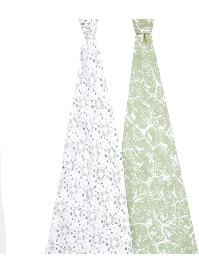 aden + anais Essentials Swaddle Blanket, Muslin Blankets for Girls & Boys, Baby Receiving Swaddles, Newborn Gifts, Infant Shower Items, 2 Pack, Harmony