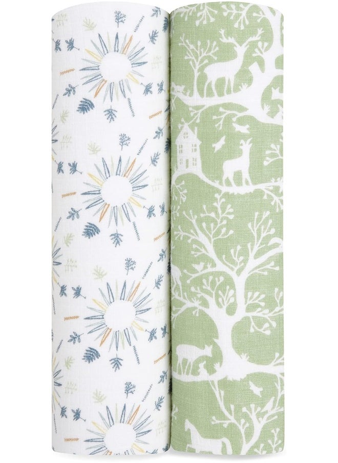 aden + anais Essentials Swaddle Blanket, Muslin Blankets for Girls & Boys, Baby Receiving Swaddles, Newborn Gifts, Infant Shower Items, 2 Pack, Harmony