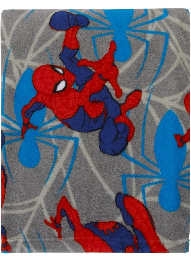NoJo Marvel Spiderman to The Rescue Red, Gray, and Blue Super Soft Toddler Blanket