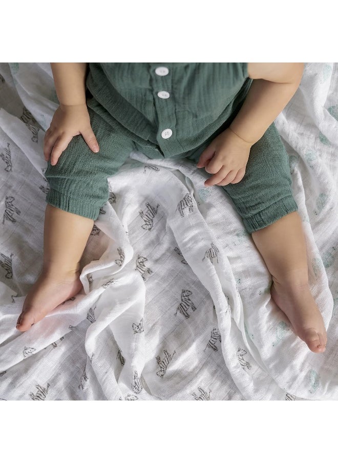 aden + anais 100% Organic Cotton Muslin Swaddle, GOTS Certified, Swaddle Receiving Blankets for Baby Girls & Boys, 120x120cm, Newborn & Infant Swaddling Wrap Set, Shower Gifts, 4 Pack, animal kingdom