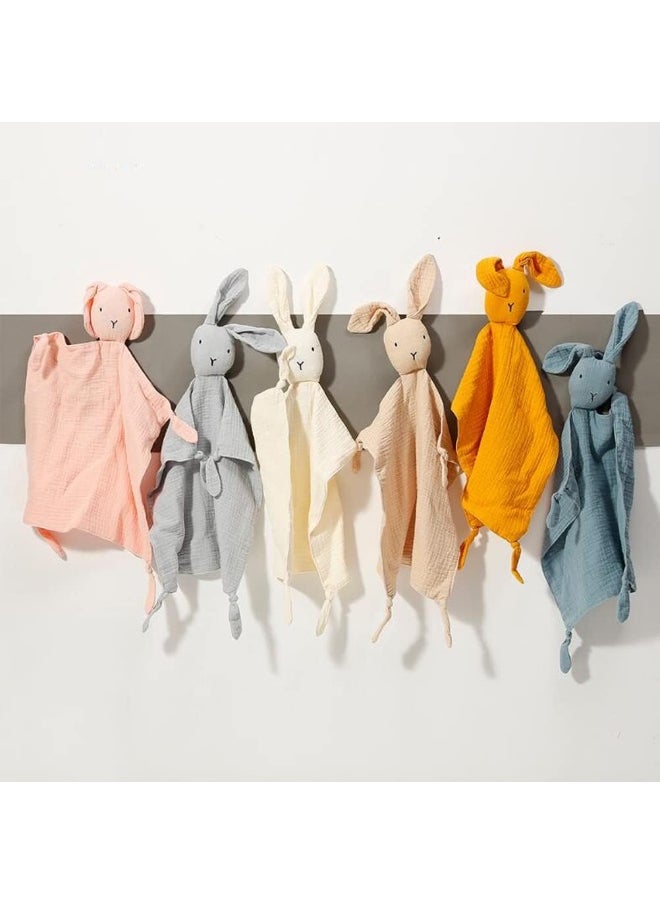 PEIPEIWU Organic Cotton Muslin Lovey Blanket, Organic Cotton Muslin Bunny Security Blanket Soft & Breathable Lovie Baby Gifts for Boys and Girls
