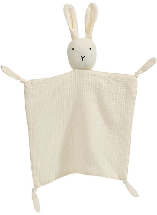 PEIPEIWU Organic Cotton Muslin Lovey Blanket, Organic Cotton Muslin Bunny Security Blanket Soft & Breathable Lovie Baby Gifts for Boys and Girls