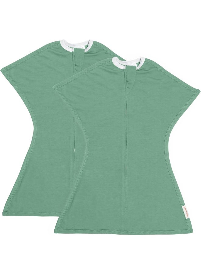 SleepingBaby Zipadee-Zip Transition Swaddle - Baby Swaddling Blanket with Zipper Convenience - Roomy Baby Wearable Blanket for Easy Diaper Changes - Basil, Large (12-24 Month) - 2 Pack