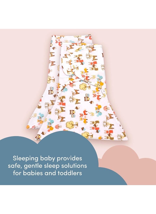 Sleeping Baby Zippy Swaddle - 100% Cotton Baby Cloth Swaddle Blanket - Sleep Sack with Convenient Bottom Zipper - Woodland - Small/Medium