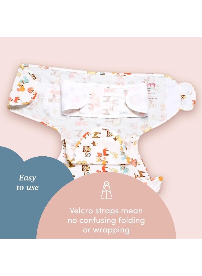 Sleeping Baby Zippy Swaddle - 100% Cotton Baby Cloth Swaddle Blanket - Sleep Sack with Convenient Bottom Zipper - Woodland - Small/Medium