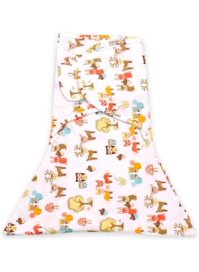 Sleeping Baby Zippy Swaddle - 100% Cotton Baby Cloth Swaddle Blanket - Sleep Sack with Convenient Bottom Zipper - Woodland - Small/Medium