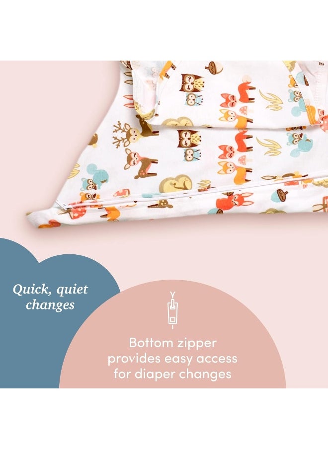 Sleeping Baby Zippy Swaddle - 100% Cotton Baby Cloth Swaddle Blanket - Sleep Sack with Convenient Bottom Zipper - Woodland - Small/Medium