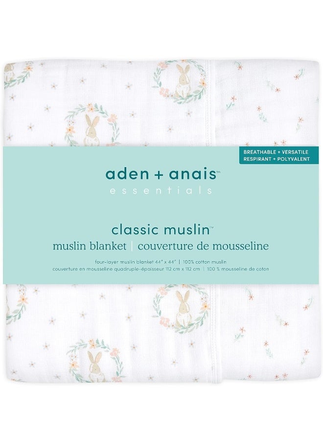 aden + anais essentials cotton muslin blanket blushing bunnies-bunnyportrait