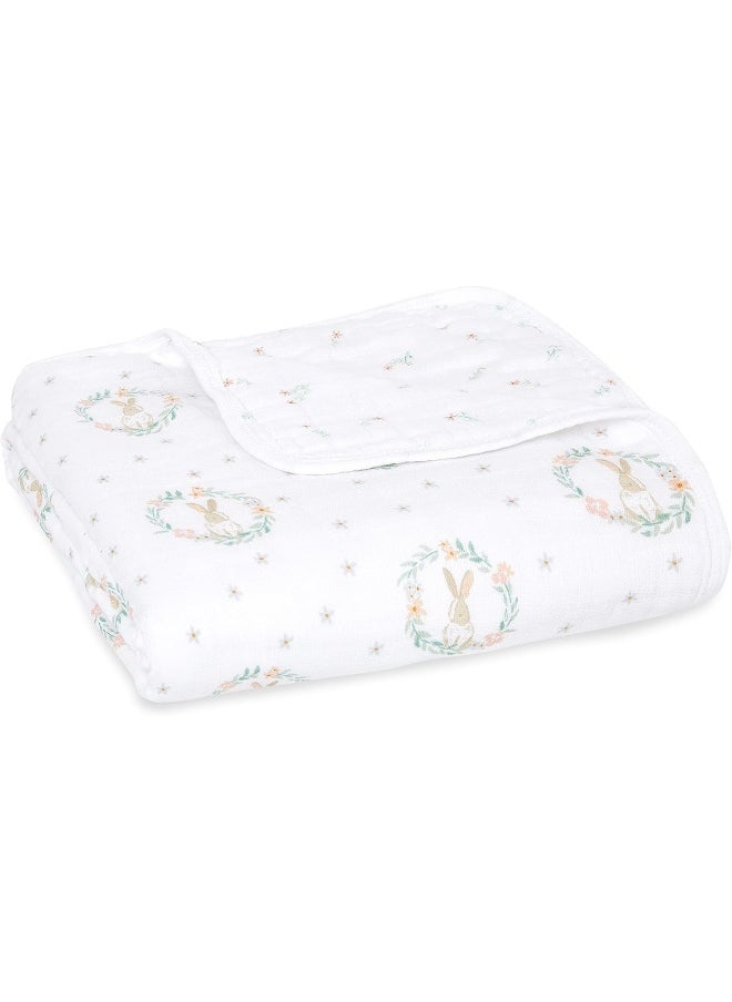 aden + anais essentials cotton muslin blanket blushing bunnies-bunnyportrait