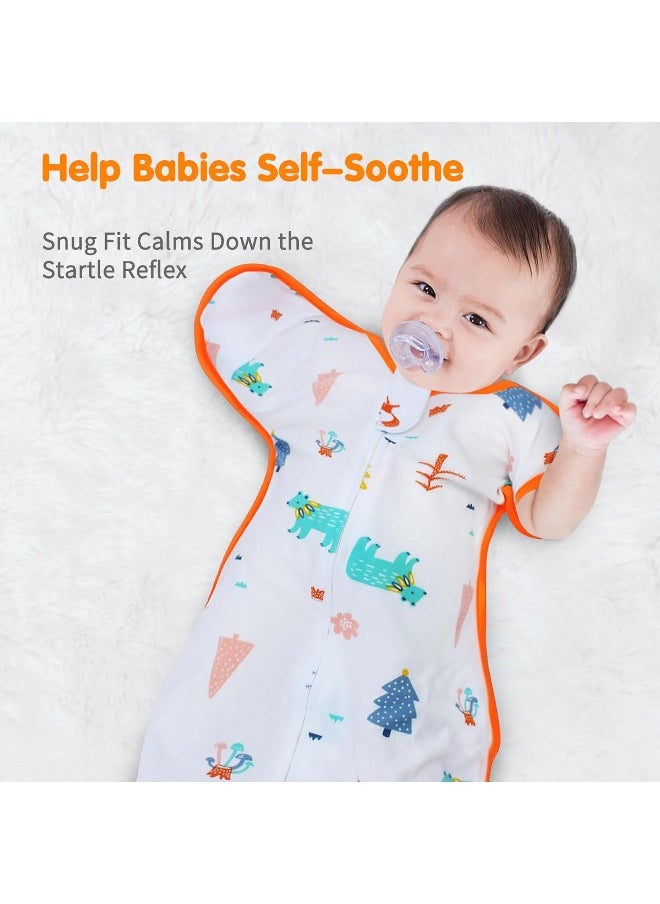 Transition Swaddle 6-9 Months, Baby Sleep Sack Arms up Swaddle 2-Way Zipper 100% Cotton Arms in/out, 0.8 Tog Newborn Sleep Sack Baby Swaddle for Boy Girl, 2-Pack Baby Transitional Swaddle Sack (Large)
