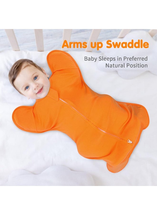 Transition Swaddle 6-9 Months, Baby Sleep Sack Arms up Swaddle 2-Way Zipper 100% Cotton Arms in/out, 0.8 Tog Newborn Sleep Sack Baby Swaddle for Boy Girl, 2-Pack Baby Transitional Swaddle Sack (Large)