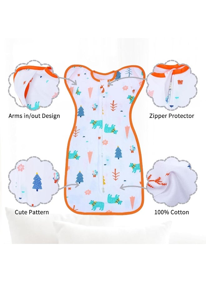 Transition Swaddle 6-9 Months, Baby Sleep Sack Arms up Swaddle 2-Way Zipper 100% Cotton Arms in/out, 0.8 Tog Newborn Sleep Sack Baby Swaddle for Boy Girl, 2-Pack Baby Transitional Swaddle Sack (Large)