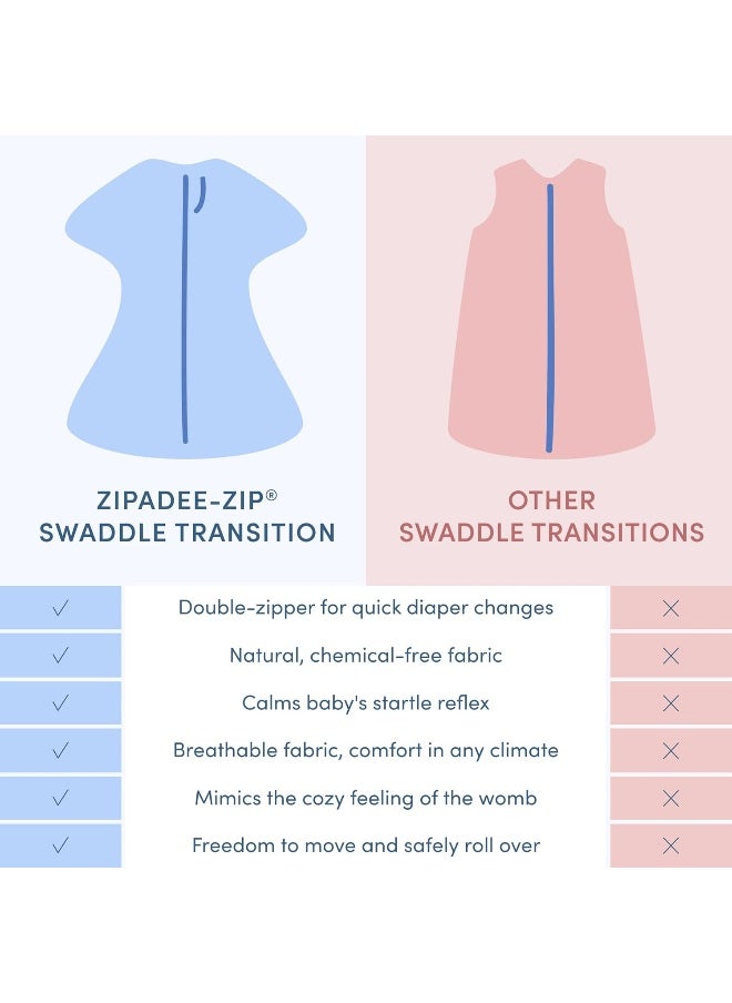 SleepingBaby Zipadee-Zip Transition Swaddle - Baby Swaddling Blanket with Zipper Convenience - Roomy Baby Wearable Blanket for Easy Diaper Changes - Lions, Small (4-8 Month)