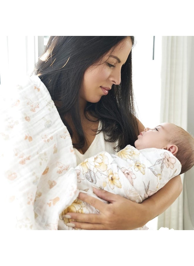 aden + anais Swaddle Blanket, 100% Organic Cotton Muslin Blankets for Girls & Boys, Baby Receiving Swaddles, Ideal Newborn & Infant Swaddling Set, 4 Pack, Earthly