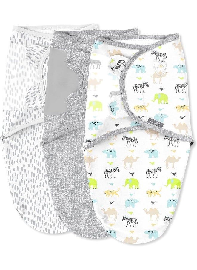 SwaddleMe by Ingenuity Original Swaddle - Size Small/Medium, 0-3 Months, 3-Pack (Lil Wild One)